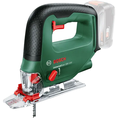 Fierastrau vertical pe acumulator Bosch UniversalSaw 0603011100, 18 V, 2600 curse/min, 100 mm adancime maxima taiere, 2 panze fierastrau, CutControl, protectie aschii, sabot de protectie, capac protectie transparent, fara acumulatpr/incarcator