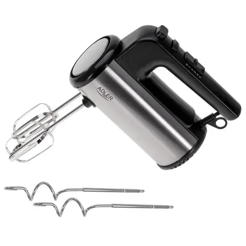 Mixer de mana Adler AD 4232 TURBO POWER, 900 W, 5 viteze, 2 Carlige aluat, 2 Teluri (Negru/Inox)