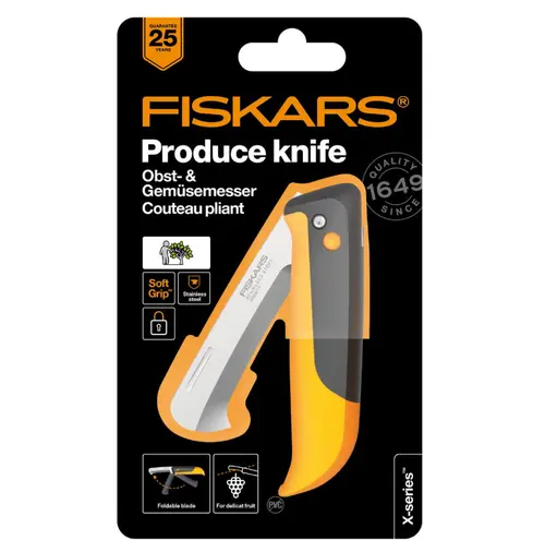 Cutit pentru recoltare pliabil Fiskars K80, 178 x 266 mm (Portocaliu/Negru)