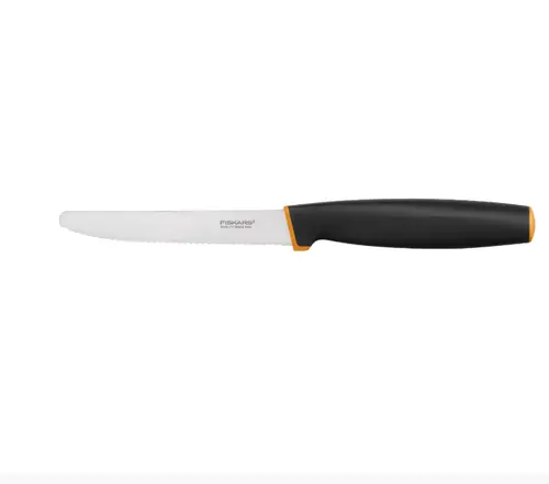 Cutit pentru tomate Fiskars Control+, otel inoxidabil, 11 cm (Negru/Portocaliu)