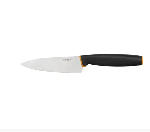 Cutitul bucatarului Fiskars Control+, mic, otel inoxidabil, 12 cm (Negru/Portocaliu)