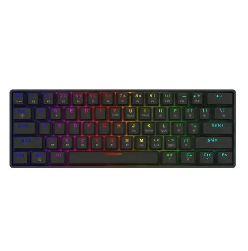 Tastatura mecanica Savio BLACKOUT X2, USB, Layout US, Switch-uri OUTEMU Peach Silent, Hot Swap, Iluminare RGB, 61 taste (Negru)