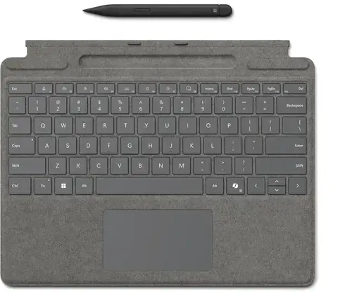 Tastatura Microsoft Surface Pro Keyboard 8X8-00185 cu Slim Pen 2, Layout US INT, pentru Surface Pro 11/10/9/8 (Gri)