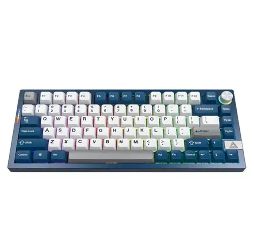 Tastatura Mecanica Gaming Montech MKey PRO Freedom, Wireless 2.4GHz, Bluetooth, Brown Switch (Albastru/Alb)