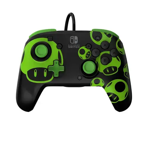 Controller PDP Rematch 1-Up Glow in the Dark pentru Nintendo Switch / Switch OLED, USB, 3m (Negru/Verde)