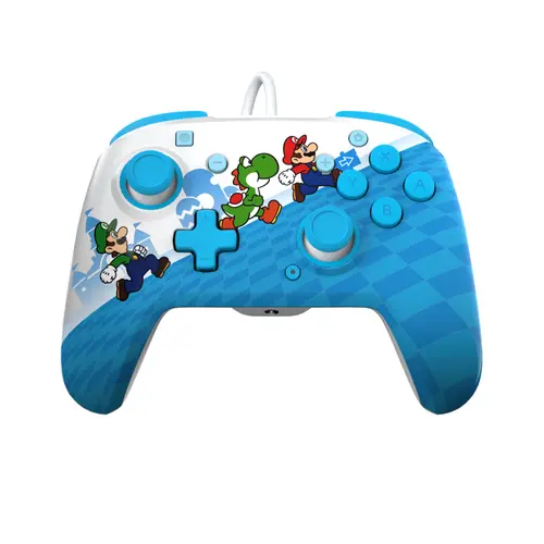 Controller PDP Rematch NS Mario Escape pentru Nintendo Switch / Switch OLED, USB, Cablu 3m, Conectare casti jack 3.5mm (Alb/Albastru)