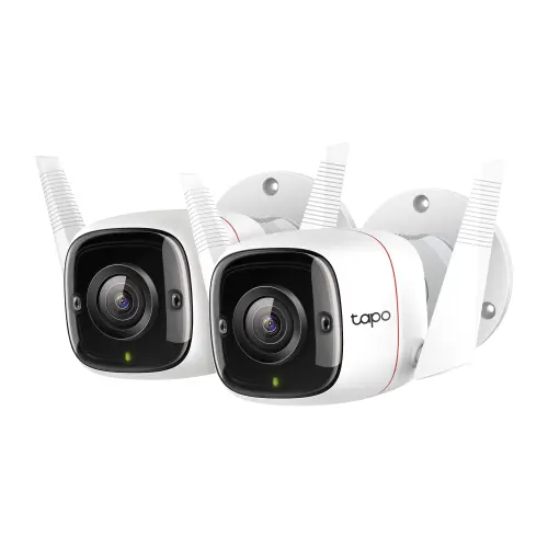 Set 2 camere video supraveghere exterior TP-Link TAPO C310P2, 3MP, 2304 × 1296, Wi-Fi, IP66, Integrat Google Assistant/Amazon Alexa, Microfon si Difuzor (Alb)