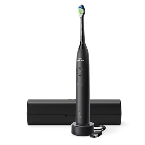 Periuta de dinti electrica Philips Seria 5300 HX7101/02, 2 viteze, 62.000 miscari/minut, Husa calatorie (Negru)