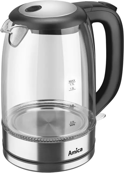 Fierbator de apa Amica KD 2050G, 1.7 l, 2200 W, Sticla (Inox)