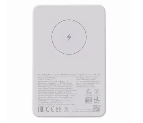 Acumulator extern magnetic Xiaomi BHR9303GL, 5000 mAh, Wireless, 10 W (Alb)