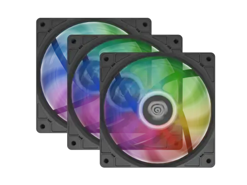 Set 3 ventilatoare Genesis OXAL NGF-2265, 120mm, ARGB, 1450 RPM, 42-46 CFM (Negru)