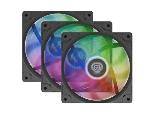 Set 3 ventilatoare Genesis OXAL NGF-2265, 120mm, ARGB, 1450 RPM, 42-46 CFM (Negru)