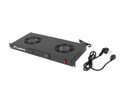 Panou ventilatie Lanberg 1U, 19inch, 2 ventilatoare, 230 V (Negru)