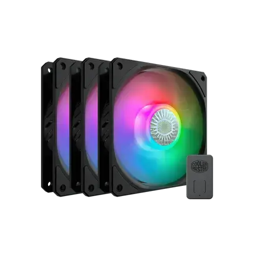 Set 3 ventilatoare CoolerMaster SickleFlow Edge, 120mm, RGB, 650-1800 RPM, 62 CFM (Negru)