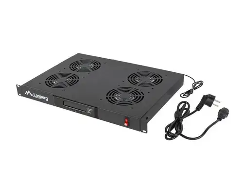 Panou ventilatie Lanberg 1U, 19inch, 4 ventilatoare, 230 V (Negru)