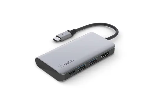 Hub Belkin BEL-0154, USB-C 4 in 1, 2x USB-A, USB-C, HDMI (Gri)