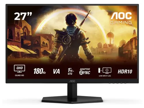 Monitor Gaming Fast VA LED AOC 27inch Q27G42XNE, QHD (2560 x 1440), HDMI, DisplayPort, Boxe, 180 Hz, 1 ms (Negru)