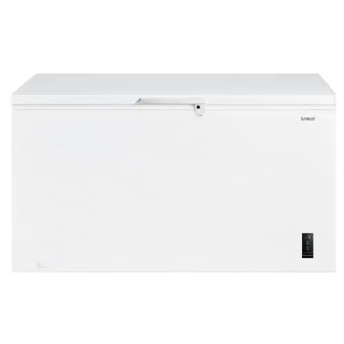 Lada frigorifica Samus LS446E, 418 l, Clasa E, Interior aluminiu, Fast Freeze, Temperatura interioara 18-24 C, Rotile pentru deplasare (Alb)