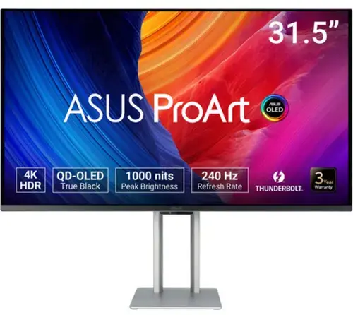 Monitor QD-OLED ASUS ProArt 31.5inch PA32UCDM, UHD (3840 x 2160), HDMI, Pivot, Boxe, 240 Hz, 1 ms (Argintiu)