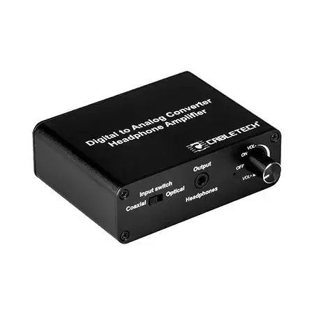 Convertor semnal digital la analog Cabletech ZLA0857-3, cu iesire casti (Negru)