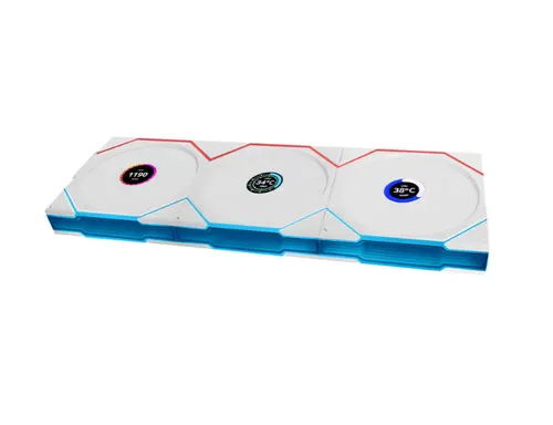 Set 3 ventilatoare Lian Li UNI FAN TL, ARGB, PWM, LCD, 120 mm (Alb)