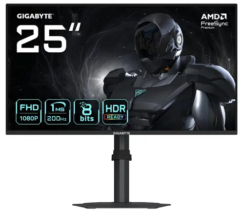 Monitor Gaming IPS LED GIGABYTE 24.5inch G25F2, Full HD (1920 x 1080), HDMI, DisplayPort, Boxe, Pivot, 200 Hz, 1 ms (Negru)