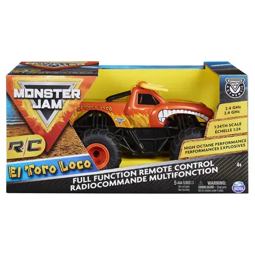 Masinuta Monster Jam Rc El Toro Loco, Scara 1:24 (Rosu/Negru)