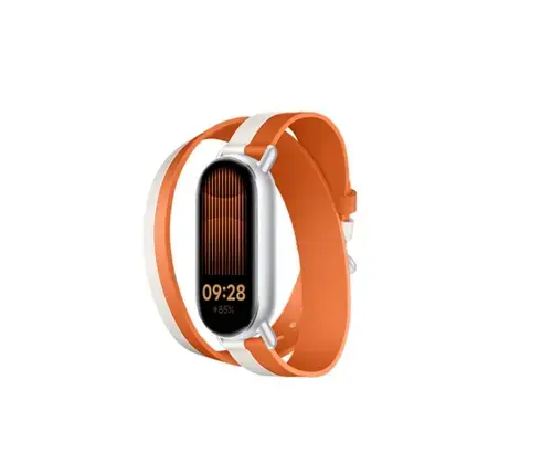 Curea din piele Xiaomi Dual-Tone BHR8724GL pentru Smart Band 8/9 (Alb/Portocaliu)