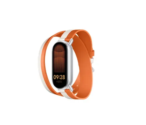 Curea din piele Xiaomi Dual-Tone BHR8724GL pentru Smart Band 8/9 (Alb/Portocaliu)