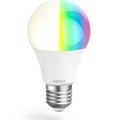 Bec LED Hama 176597, WLAN, E27, RGBW, 10W, reglabil, control vocal / aplicatie