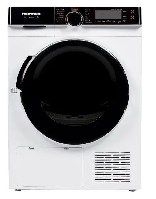 Uscator de rufe cu pompa de caldura HEINNER HHPD-M9K3A+++, 9 kg, Clasa A+++, 14 programe, Motor inverter, Control tactil, Lumina cuva (Alb)