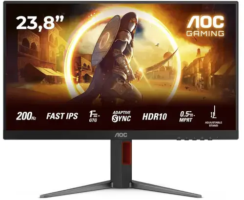 Monitor Gaming Fast IPS LED AOC 23.8inch 24G4HA, Full HD (1920 x 1080), HDMI, DisplayPort, Boxe, Pivot, 200 Hz, 1 ms (Negru)