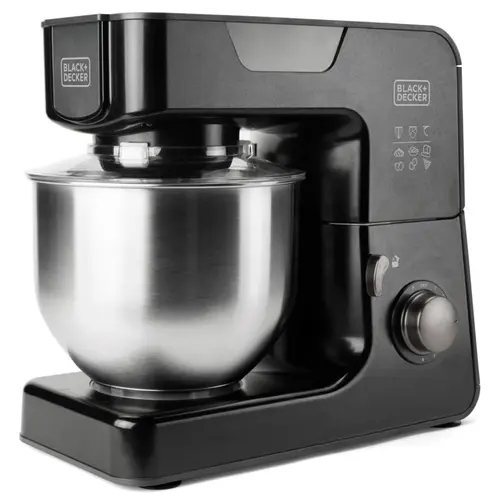 Robot de bucatarie multifunctional BLACK+DECKER BXKM1000E, 1000 W, 5.2 l, Bol inox, Functie Pulse (Negru)