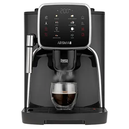 Espressor automat Teesa AROMA 750 TSA4012, 19 bari, 1450 W, Rezervor 1.8 l, Temperatura reglabila, Rasnita incorporata (Negru)