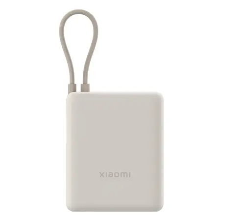 Acumulator extern Xiaomi BHR9333GL, 33 W, 10000 mAh, Cablu USB-C integrat, USB-A (Bej)