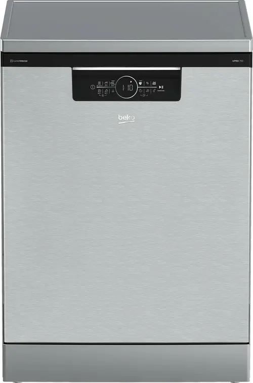 Masina de spalat vase Beko BDFN36560XC, 15 seturi, 11 programe, Clasa A, CornerIntense, SelfDry Active Ventilation, HomeWhiz prin WiFi, HygieneIntense, SteamGloss, Motor ProSmart Inverter, 60 cm (Inox)