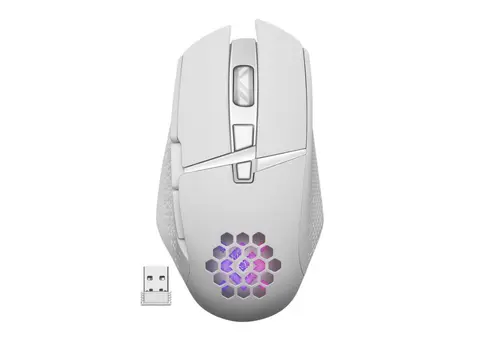 Mouse Gaming Defender Glory GM-514, Wireless 2.4GHz, iluminare, 1200/2400/3200 dpi (Alb)