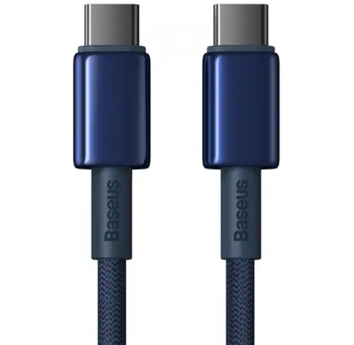 Cablu Date si Incarcare Baseus Tungsten Gold P10319800321-03,  USB-C - USB-C , 100W, 1m (Albastru)