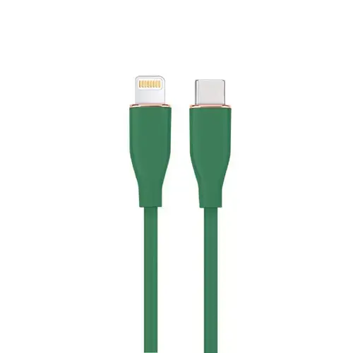 Cablu alimentare si date GEMBIRD CC-USB2S-CM8PM-1.5M-G,  USB 2.0 Type-C (T) la Lightning (T), 20W, 1.5m, protectie silicon, Verde