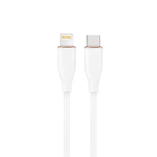 Cablu alimentare si date GEMBIRD CC-USB2S-CM8PM-1.5M-W, USB 2.0 Type-C (T) la Lightning (T), 20W, 1.5m, protectie silicon, Alb