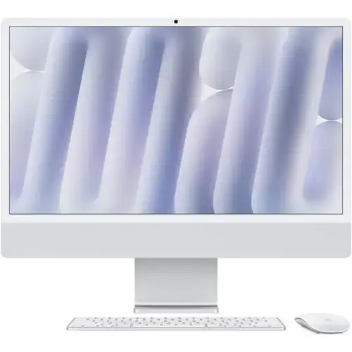 All In One PC Apple iMac 24inch (2024), Procesor Apple M4, 10 nuclee CPU si 10 nuclee GPU, 24inch, Retina 4.5K Nano‑texture glass, 16GB, 256GB SSD, macOS, Layout RO (Argintiu)