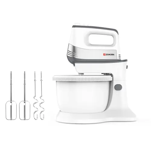 Mixer de mana cu bol rotativ Zokura Z1472, 500W (Alb)