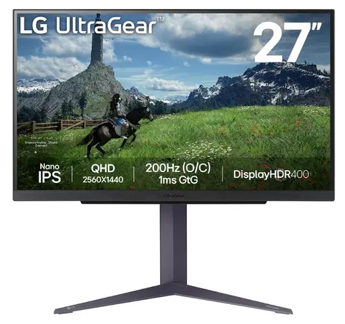 Monitor Gaming IPS LED LG 27inch 27GS85Q-B, QHD (2560 x 1440), HDMI, DisplayPort, Pivot, 200 Hz, 1 ms (Negru)