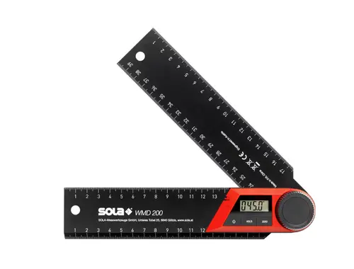 Echer digital de trasat si masurat unghiuri Sola  WMD 200, 200 mm (Negru)