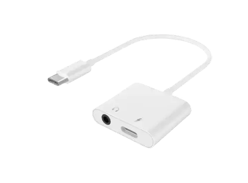 Adaptor Gembird A-CM-3.5FP-01, USB-C la Jack 3.5mm/USB-C (Alb)