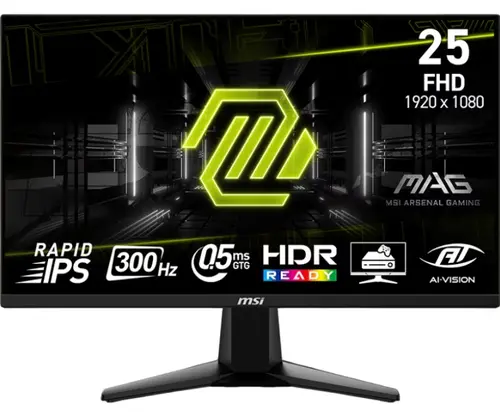 Monitor Gaming Rapid IPS LED MSI 24.5inch MAG 255XF, Full HD (1920 x 1080), HDMI, DisplayPort, 300 Hz, 0.5 ms (Negru)