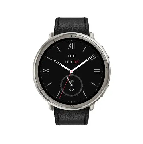 Smartwatch Amazfit Active 2, Ecran AMOLED 1.32inch, Bluetooth 5.2, Leather Strap (Negru)