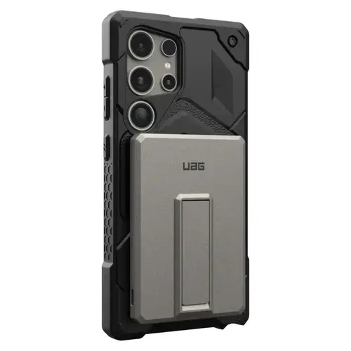 Acumulator extern UAG Slim 5.000mAh, Magnetic, Wireless, 20W, cablu Type-C,  cu stand (Gri titan)