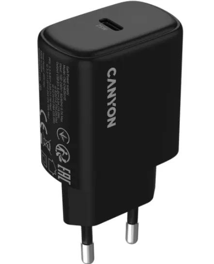 Incarcator retea Canyon OnCharge 250, 1 x USB-C, 12 V, 3 A, 25 W (Negru)