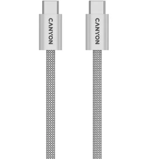 Cablu de date Canyon OnWire 60MG, USB-C - USB-C, 1 m (Gri)